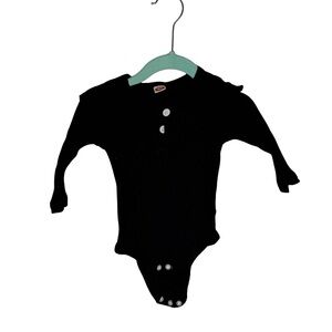 Baby Two Piece Set Black Long Sleeved Bodysuit with Black Striped Pants